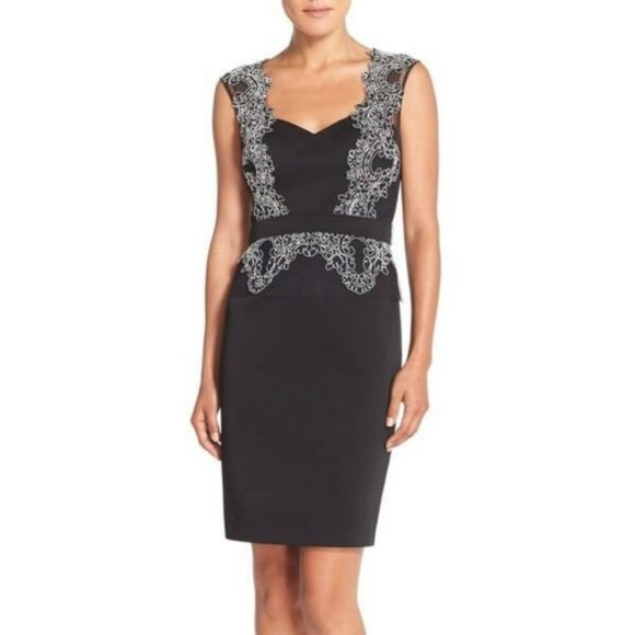 Aidan Mattox Dresses & Skirts - Aidan Mattox  Black Textured Sheath Dress W/ Mesh & White Giupure Dress.  SZ 12